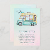 Dank je voor verjaardagsfeestje ijsauto in de zome bedankkaart (Voorkant / Achterkant)