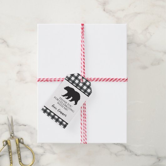 Dank je voor Wild One Black Bear Plaid Cadeaulabel (Met Touw)