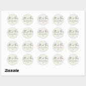 Dank je voor zakelijk script hart licht taupe ronde sticker (Vel)