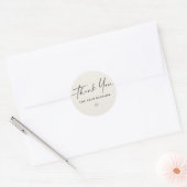 Dank je voor zakelijk script hart licht taupe ronde sticker (Envelop)