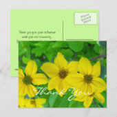 dank je vrijwilligers voor  gele bloemen briefkaart (Voorkant / Achterkant)