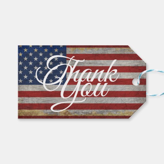 Dank je VS Vlag 4 juli Amerika Cadeaulabel (Voorkant (Horizontaal))