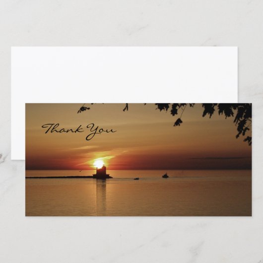 Dank je Vuurtoren bij zonsondergang Bedankkaart (Voorkant / Achterkant)