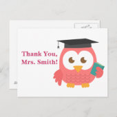 Dank je, waardering van de leerkracht, uil van de briefkaart (Voorkant / Achterkant)