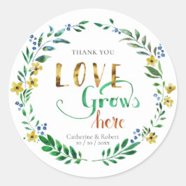 Dank je Watercolor Bloemenkrans Ronde Sticker