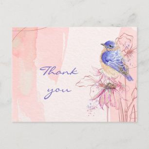 Dank je Watercolor Bluebird  Vogel Tuin Briefkaart