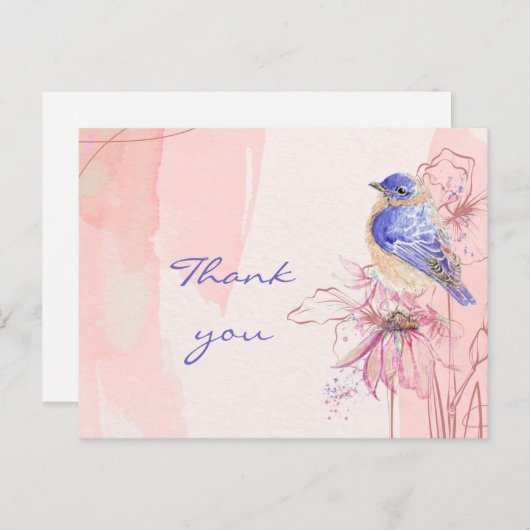 Dank je Watercolor Bluebird Vogelentuin Briefkaart (Voorkant / Achterkant)