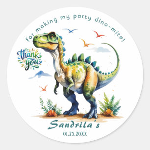 Dank je  Watercolor Dinosaur  Ronde Sticker
