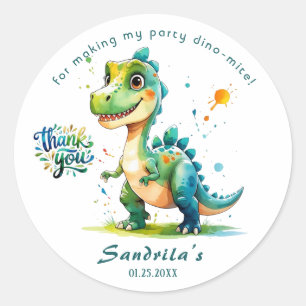 Dank je  Watercolor Dinosaurus  Ronde Sticker