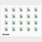 Dank je Watercolor Dinosaurus Ronde Sticker (Vel)