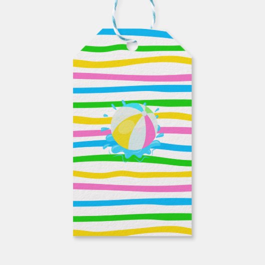 Dank je waterslide zomer roze feestje cadeaulabel (Achterkant)