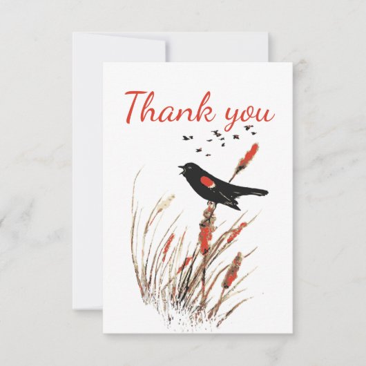 Dank je Waterverf Blackbird Bird Animal Art Bedankkaart (Voorkant)