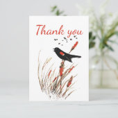 Dank je Waterverf Blackbird Bird Animal Art Bedankkaart (Staand voorkant)
