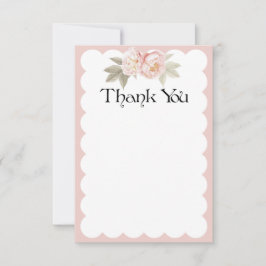 Dank je Waterverf bloemen beige scallops kaart