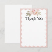 Dank je Waterverf bloemen beige scallops kaart (Voorkant / Achterkant)