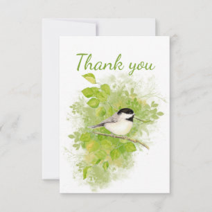 Dank je Waterverf Chickadee Bird Inside Bedankkaart