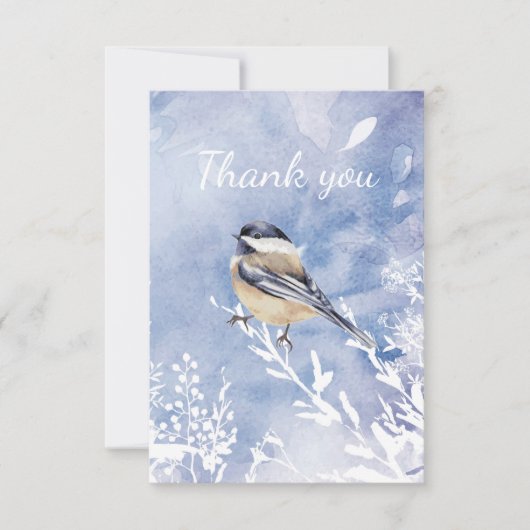 Dank je Waterverf Chickadee Winter Bird Bedankkaart (Voorkant)