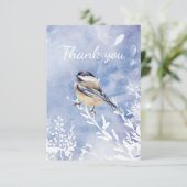 Dank je Waterverf Chickadee Winter Bird Bedankkaart (Staand voorkant)