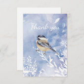 Dank je Waterverf Chickadee Winter Bird Bedankkaart (Voorkant / Achterkant)