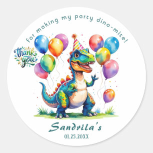 Dank je Waterverf Dinosaur Ronde Sticker