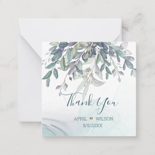 Dank je Waterverf Eucalyptusbladeren Notitiekaartje (Voorkant)