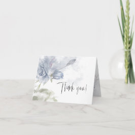 Dank je | Waterverf Floral Dusty Blue Roos Bedankkaart