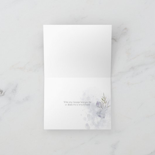 Dank je | Waterverf Floral Dusty Blue Roos Bedankkaart (Binnen)