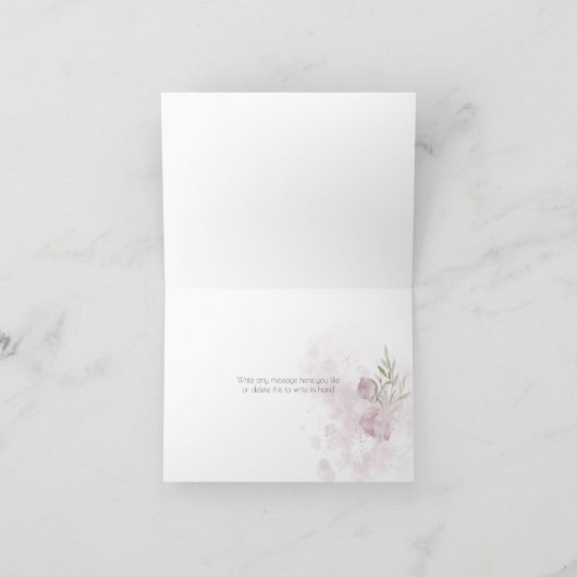 Dank je | Waterverf "Floral Dusty Pink Rose" Bedankkaart (Binnen)