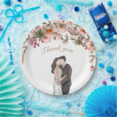Dank je waterverf floral elegant schattige bruilof papieren bordje (Feest)