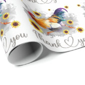 Dank je Waterverf Gele Rooster met zonnebloem Cadeaupapier (Rol Hoek)