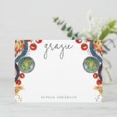 Dank je! Waterverf Italiaans eten  Bedankkaart (Staand voorkant)