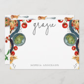 Dank je! Waterverf Italiaans eten  Bedankkaart (Voorkant / Achterkant)