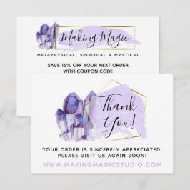 Dank je Waterverf Kristallen & Goud Boho Kaart