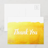 Dank je waterverf kunst citaat in kanariegeel briefkaart (Voorkant / Achterkant)