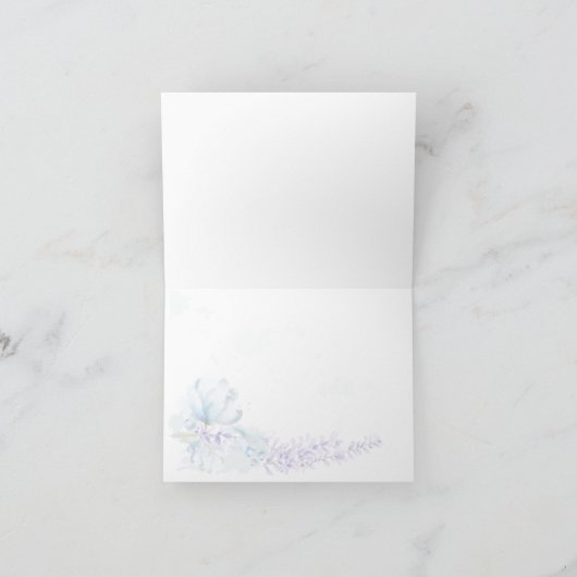 Dank je | Waterverf Lavender - Dusty Blue Floral Bedankkaart (Binnen)