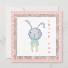Dank je Waterverf Pink Polka Dot en Rabbit