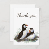 Dank je Waterverf Puffin Birds Blank binnenin Bedankkaart (Voorkant / Achterkant)