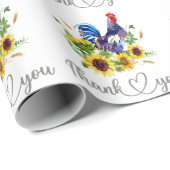Dank je Waterverf Rooster met zonnebloemen Cadeaupapier (Rol Hoek)
