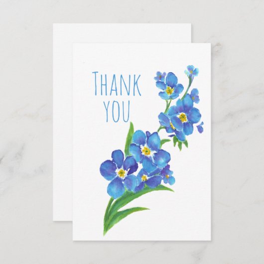 Dank je Waterverf vergeet me niet Bloemtuinen Bedankkaart (Voorkant / Achterkant)