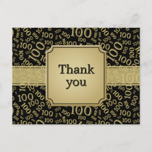 Dank je wel 100ste verjaardagsnummer patroon goud/ briefkaart