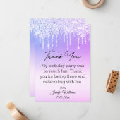 dank je wel 16 paarse druppelaars modern notitiekaartje (Voorkant / Achterkant in situ)