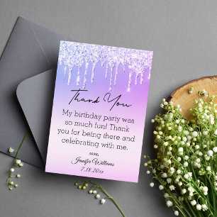 dank je wel 16 paarse druppelaars modern notitiekaartje