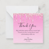 dank je wel 16 roze druppelaars stijlvol notitiekaartje (Voorkant)