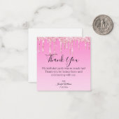 dank je wel 16 roze druppelaars stijlvol notitiekaartje (Voorkant / Achterkant in situ)