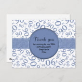 Dank je wel 90ste Blauw/Wit verjaardag cijferpatro Briefkaart (Voorkant / Achterkant)