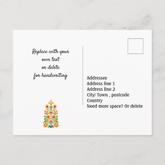 Dank je wel aanpasbare folklore ansichtkaart briefkaart (Achterkant)