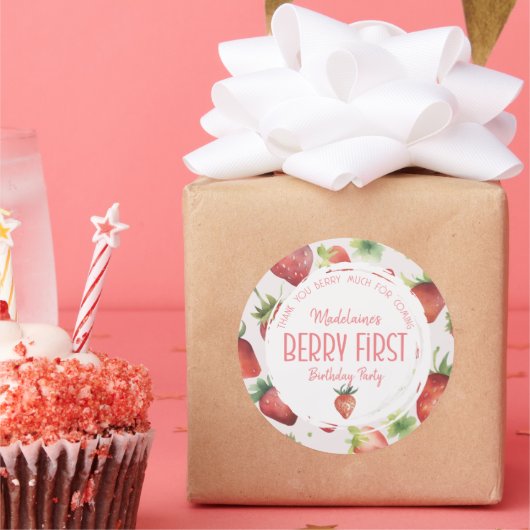 Dank Je Wel Aardbei Ronde Sticker (Feest)