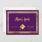 Dank je wel afstuderen paars goud briefkaart (Voorkant / Achterkant)
