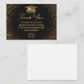 dank je wel afstuderen zwarte gouden glitters luxe notitiekaartje (Voorkant / Achterkant)