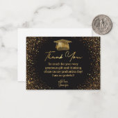 dank je wel afstuderen zwarte gouden glitters luxe notitiekaartje (Voorkant / Achterkant in situ)